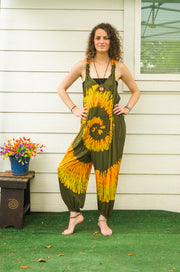 Sunroot Hand Dyed Dungarees Overalls Jumpsuit with Pockets