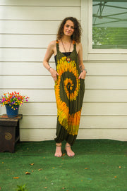 Sunroot Hand Dyed Dungarees Overalls Jumpsuit with Pockets