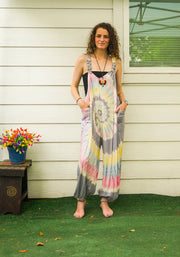 Mooncloud Spiral Hand Dyed Dungarees Overalls Jumpsuit with Pockets