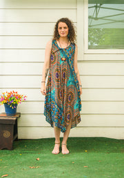 Ocean Bloom Mandala Midi Dress
