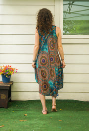 Ocean Bloom Mandala Midi Dress