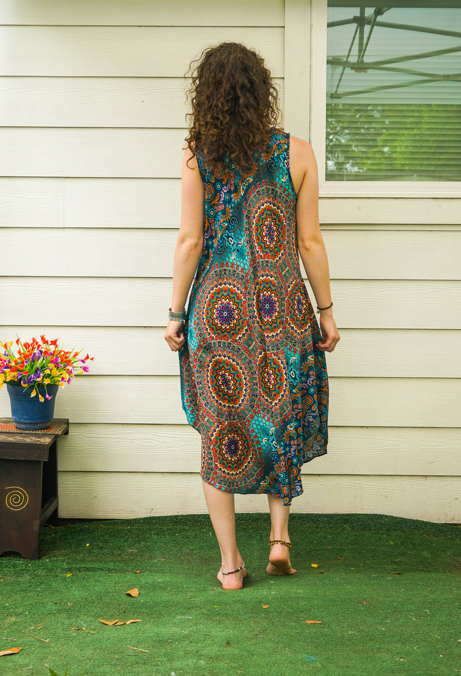 Ocean Bloom Mandala Midi Dress