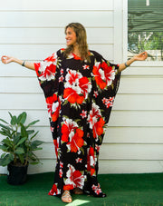 Orange Hibiscus Kaftan