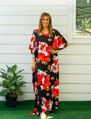 Orange Hibiscus Kaftan