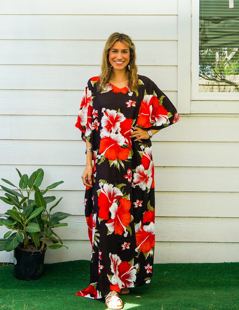 Orange Hibiscus Kaftan