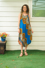 Royal Sunburst Mandala Midi Dress