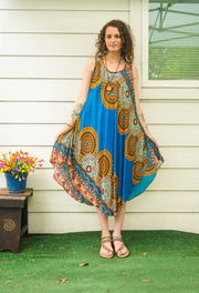 Royal Sunburst Mandala Midi Dress