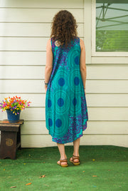 Turquoise Spirit Mandala Boho Beach Midi Dress Sundress