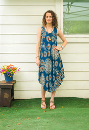 Turquoise Mandala Paisley Boho Midi Dress