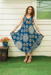 Turquoise Mandala Paisley Boho Midi Dress