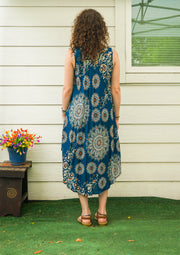 Turquoise Mandala Paisley Boho Midi Dress