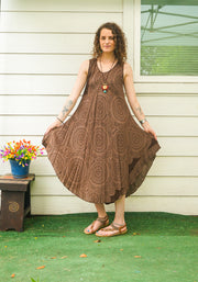 Earthy Mandala Midi Dress