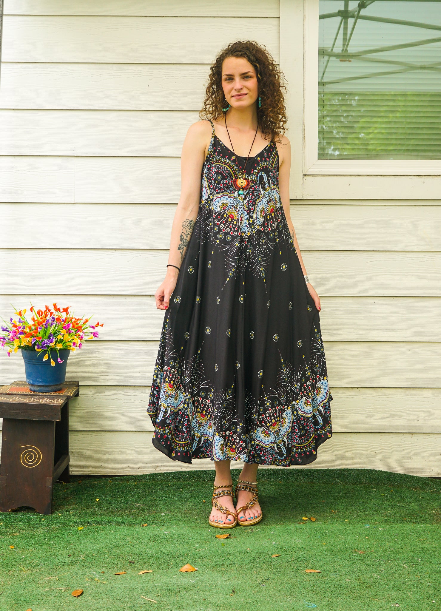 Black Elephant Garden Maxi Dress