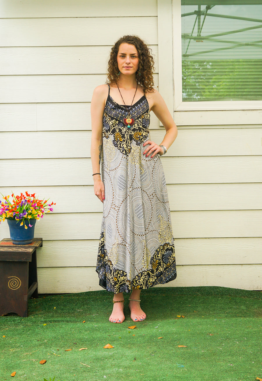 Black & Ivory Mandala Maxi Dress