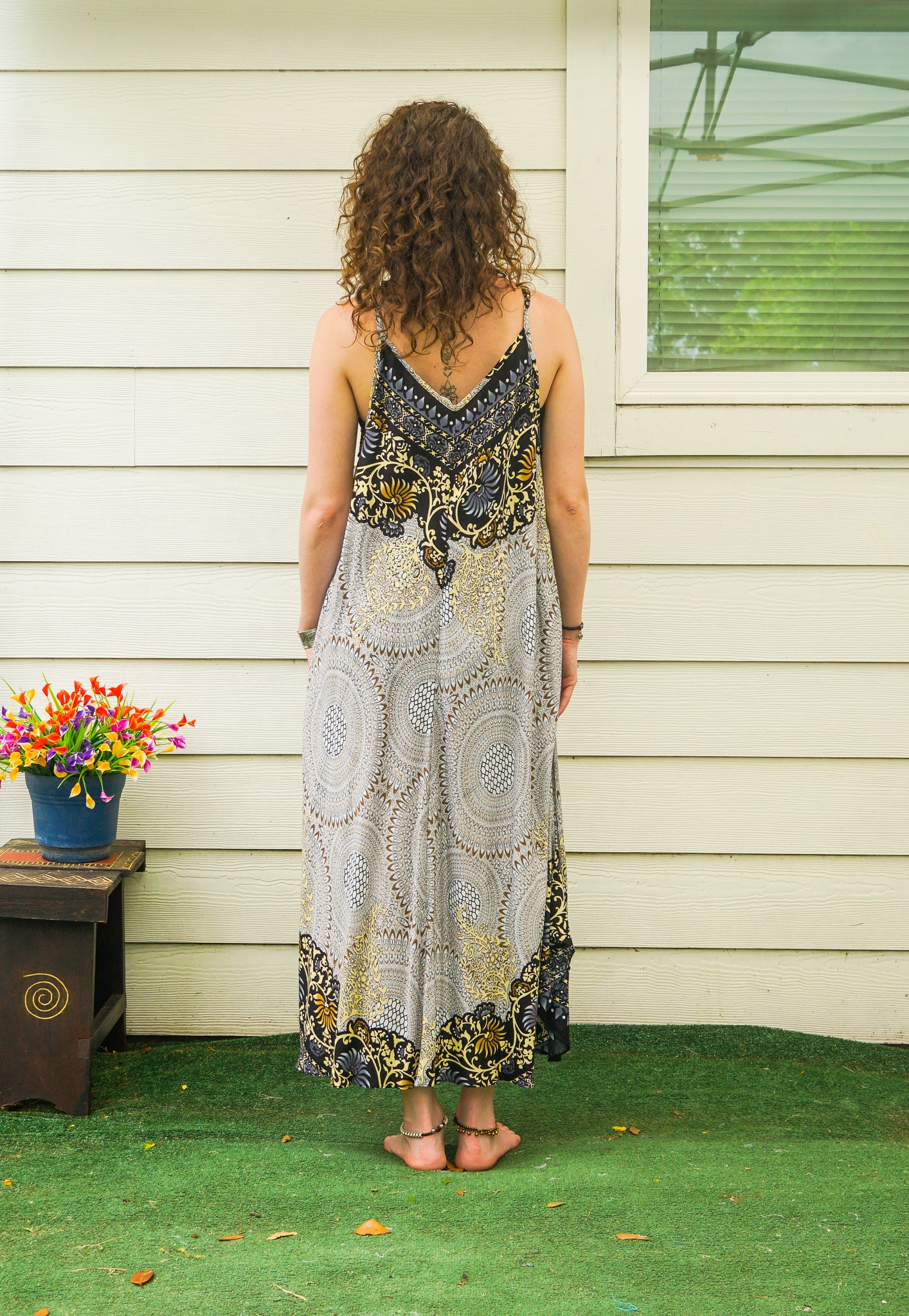Black & Ivory Mandala Maxi Dress