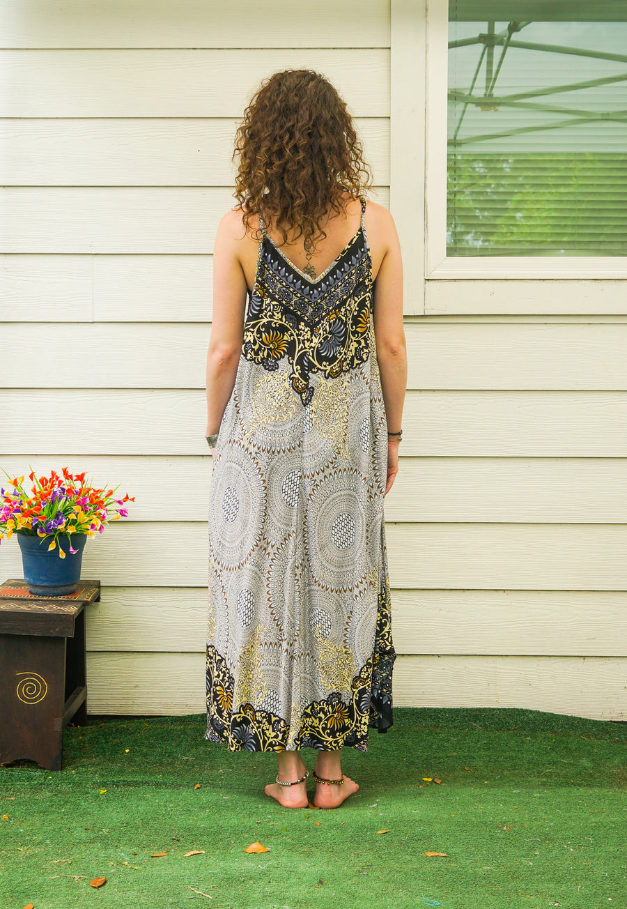 Black & Ivory Mandala Maxi Dress