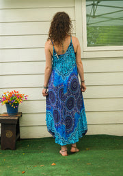 Blue Floral Mandala Maxi Dress