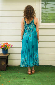 Turquoise Floral Mandala Maxi Dress