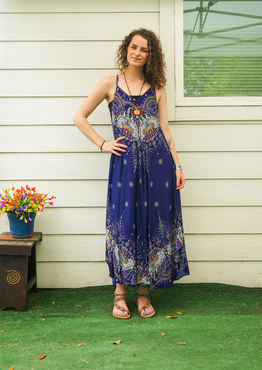 Navy Butterfly Garden Maxi Dress