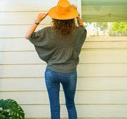Gray Raw Natural Cotton Gauze Boho Minimalist Blouse