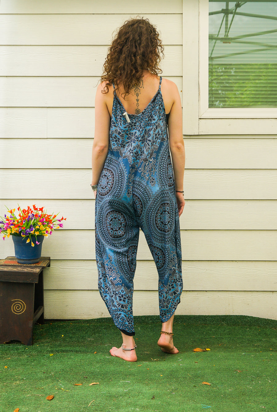 Blue Floral Mandala Jumpsuit