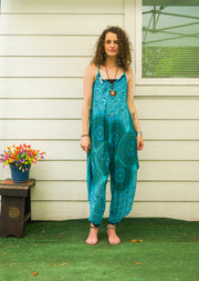 Teal Rust Floral Mandala Jumpsuit