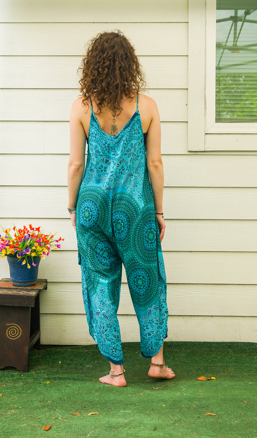 Teal Rust Floral Mandala Jumpsuit
