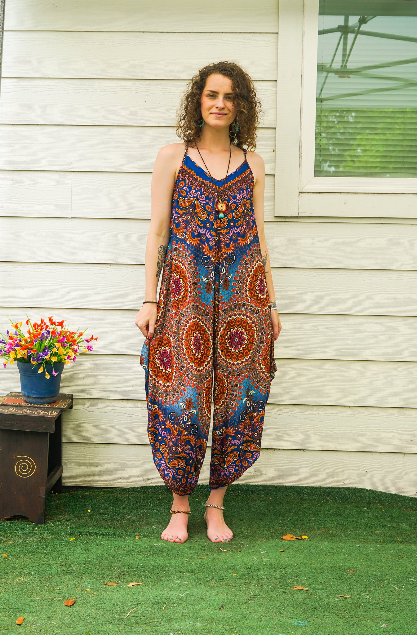 Blue Rust Mosaic Mandala Jumpsuit