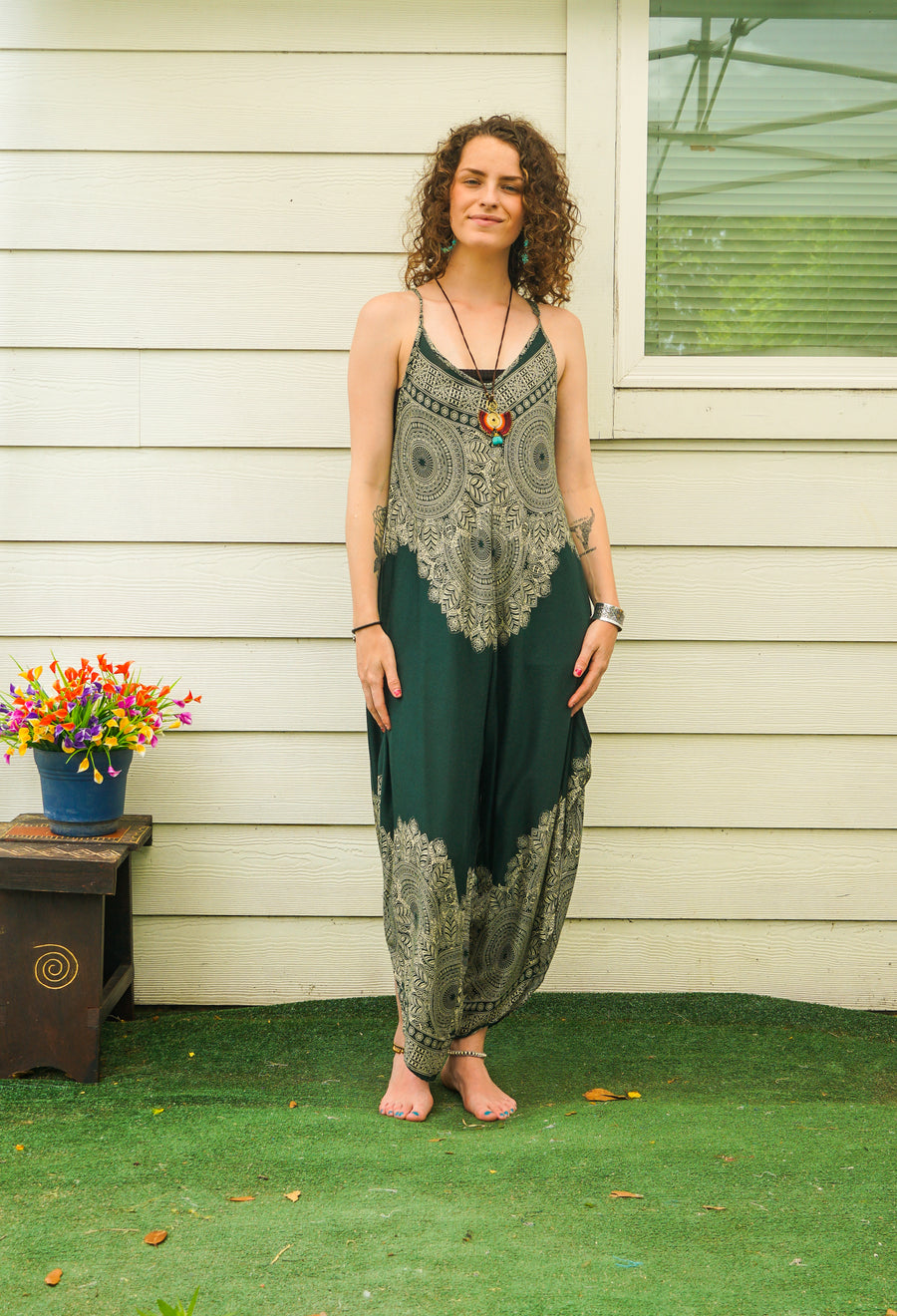 Forest Green Mandala Jumpsuit