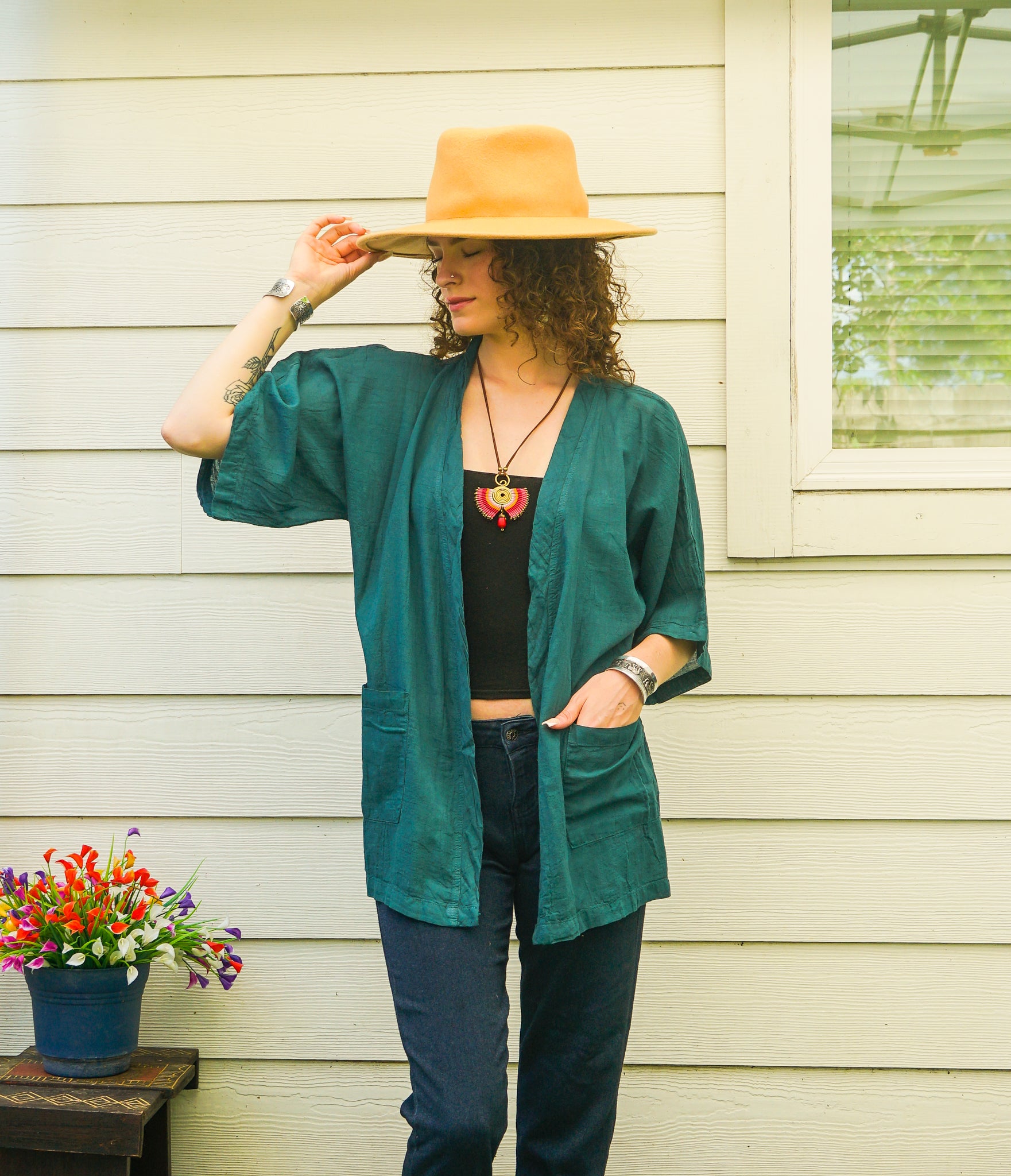 Evergreen Teal Gauze Cardigan