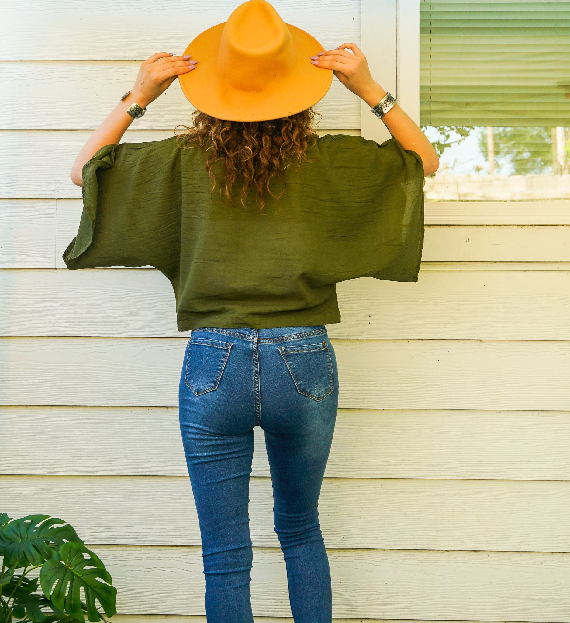 Olive Earth Gauze Top