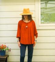 Desert Rust Cotton Gauze Boho Blouse