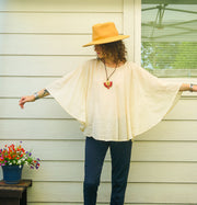 Ivory Cloud Cotton Gauze Boho Blouse