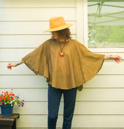 Olive Clay Raw Cotton Gauze Boho Blouse – Oversized Organic Butterfly Top