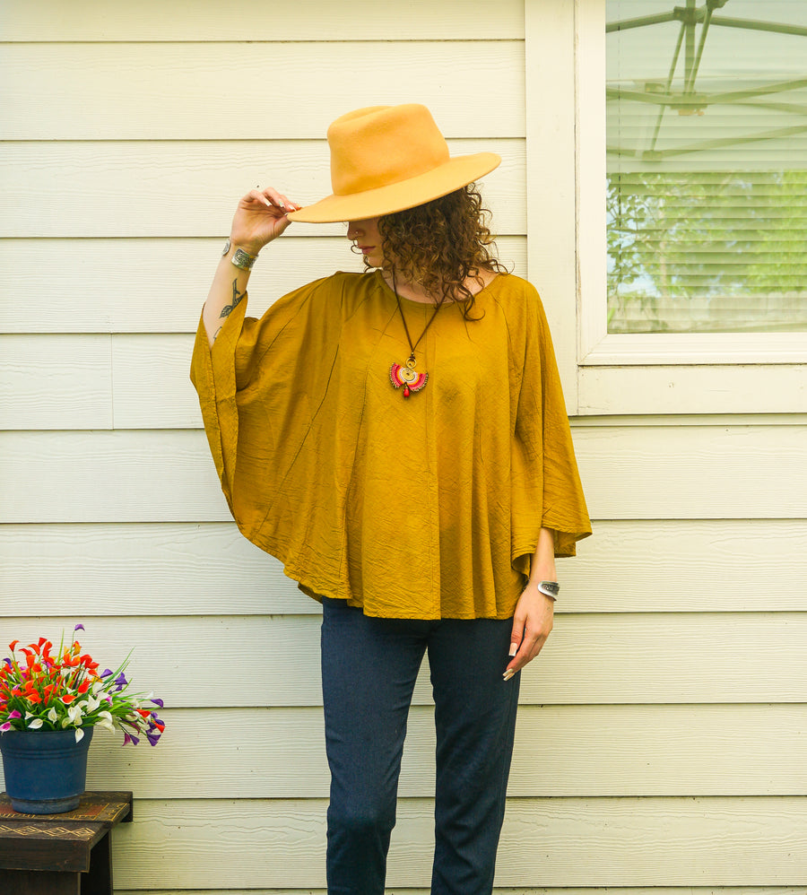 Golden Earth Organic Cotton Gauze Boho Blouse – Flowing Oversized Top