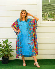Sky Bloom Kimono Kaftan Dress