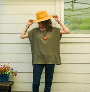 Organic Olive Grove Raw Natural Double Gauze Crinkled Cotton Blouse