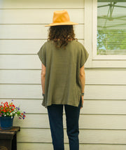 Organic Olive Grove Raw Natural Double Gauze Crinkled Cotton Blouse