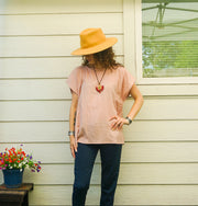 Organic Soft Blush Clay Raw Natural Double Gauze Crinkled Cotton Blouse