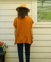 Organic Burnt Sienna Raw Natural Double Gauze Crinkled Cotton Blouse