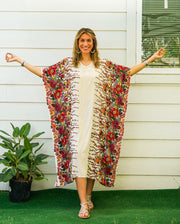 Ivory Floral Blossom Kimono Kaftan Dress