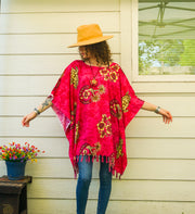 Fuchsia Honu Hawaii Tropical Kaftan Blouse