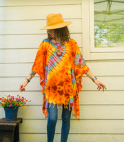 Golden Glow Tie Dye Tunic Boho Kaftan Blouse