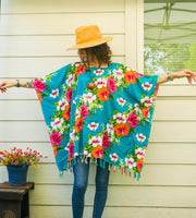 Hibiscus Island Boho Tunic Kaftan Blouse
