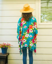 Hibiscus Island Boho Tunic Kaftan Blouse