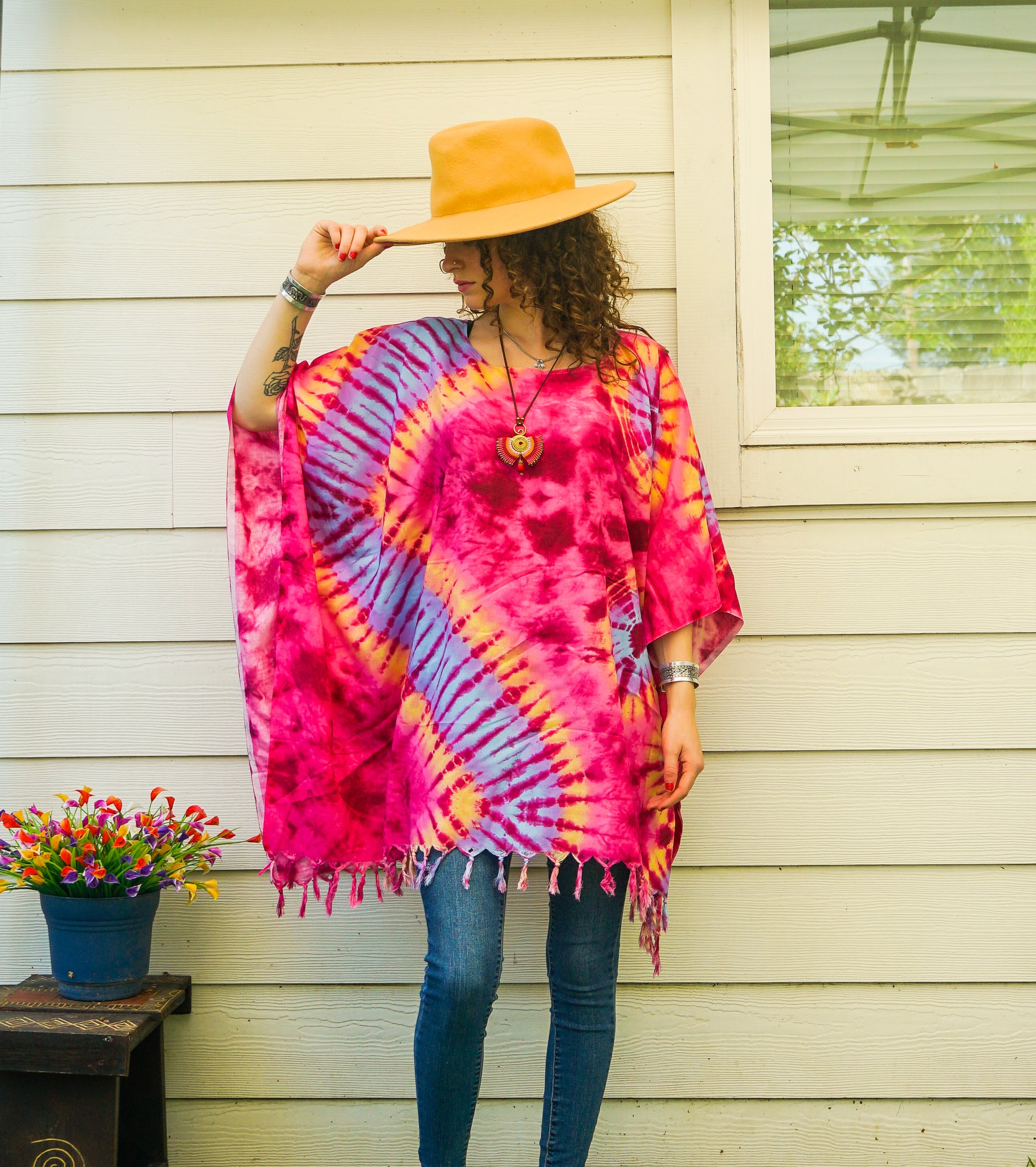 Bohemia Tie Dye Tunic Boho Kaftan Blouse