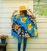 Ocean Hibiscus Honu Hawaiian Kaftan Blouse