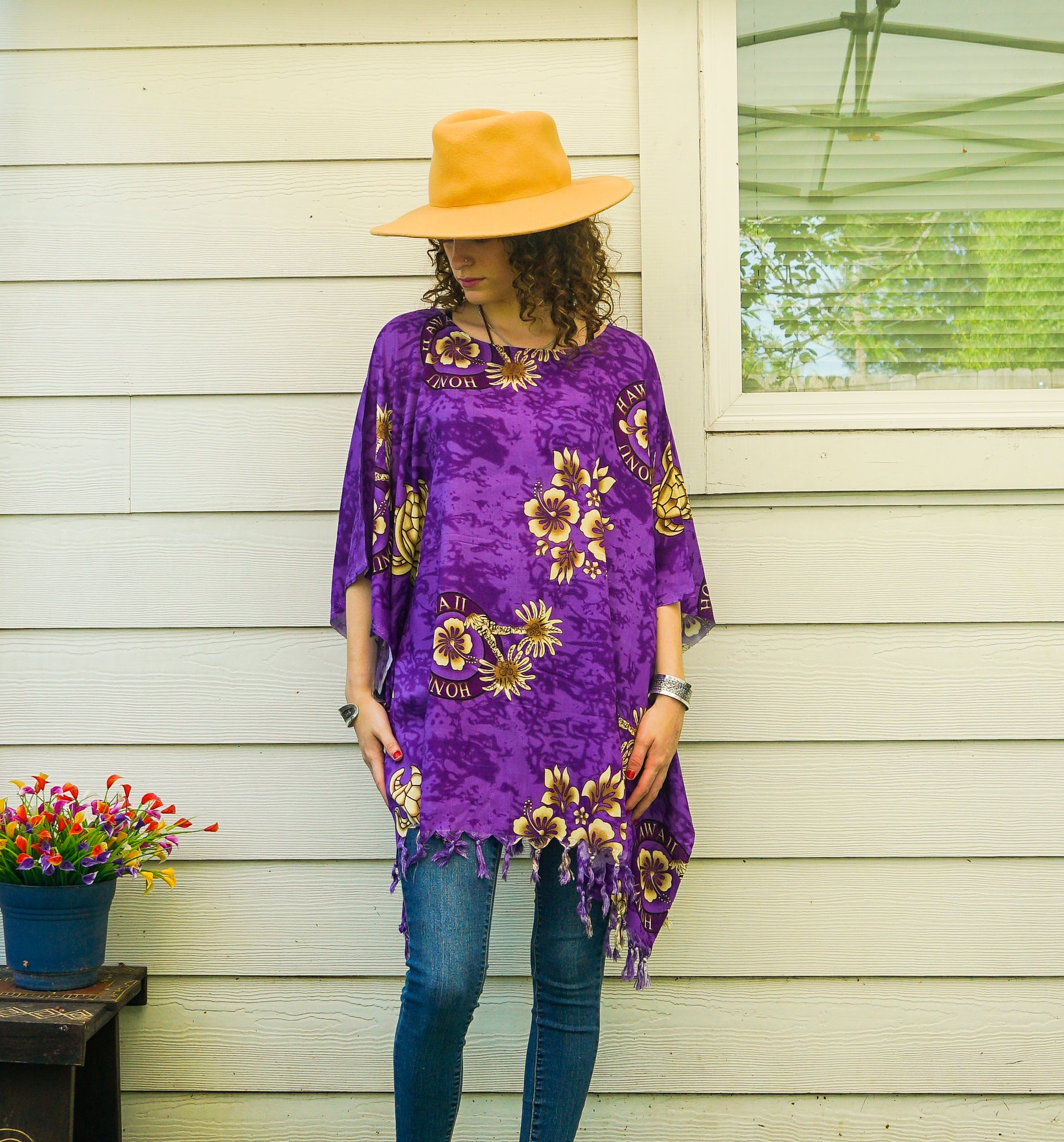 Violet Honu Hawaii Tropical Kaftan Blouse