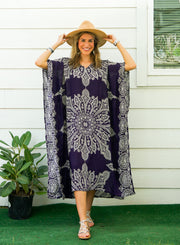 Purple Butterfly Mandala Kimono Kaftan Dress