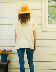 Organic Ivory Raw Natural Double Gauze Crinkled Cotton Blouse